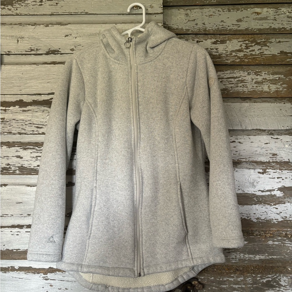 Gerry Clothing Light Gray Hooded Zip-Front Fleece Jacket